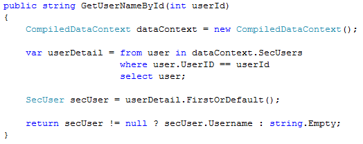 Standard LINQ query before compilation
