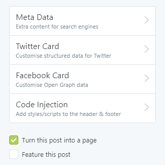 Ghost CMS turn into page