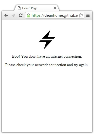 Custom offline page displayed by the service worker