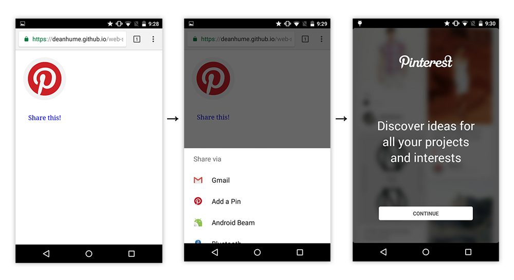 Web Share API Dialog
