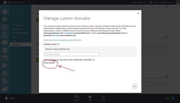 Windows Azure Manage Domains