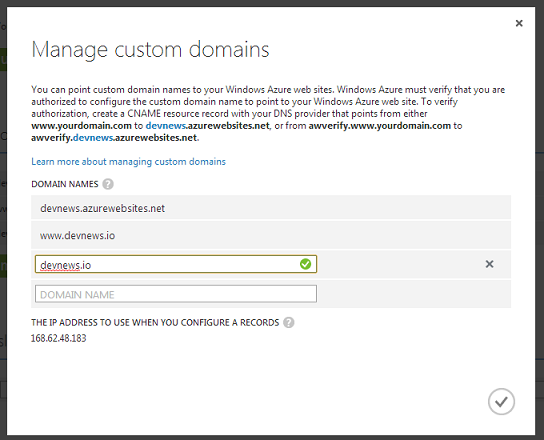 Windows Azure Verify Domain