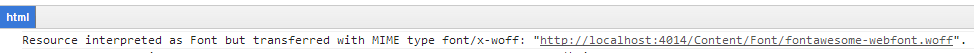 Resource interpreted as Font but transferred with MIME type application/x-font-woff