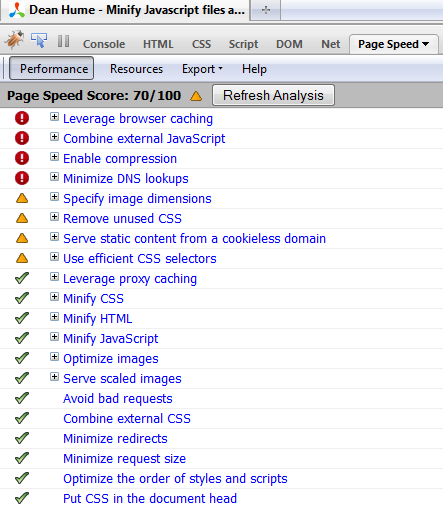 Google PageSpeed Before