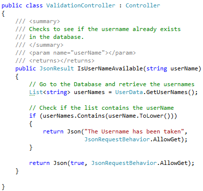 ASP.NET MVC Validation Controller
