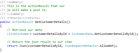 MVC controller action that returns data for the Google Visualization table
