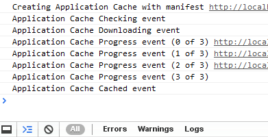 Chrome DevTools console downloading application cache resources