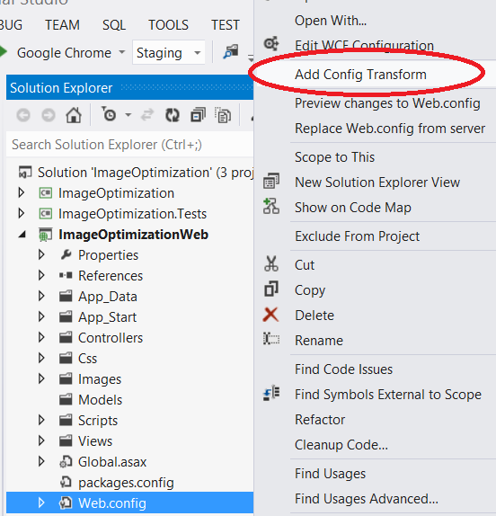 "Visual Studio Add Config Transform"